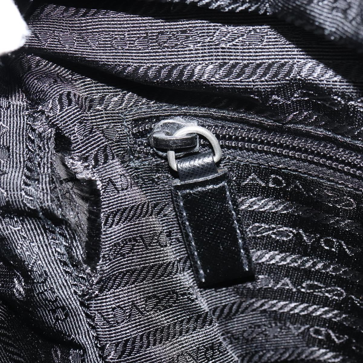 PRADA Shoulder Bag Nylon Black Silver Auth 151452
