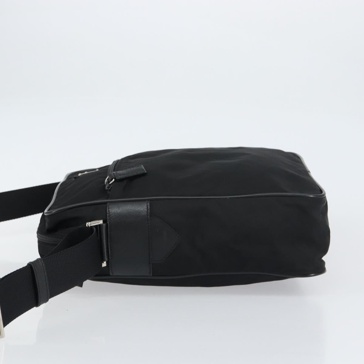 PRADA Shoulder Bag Nylon Black Silver Auth 151452