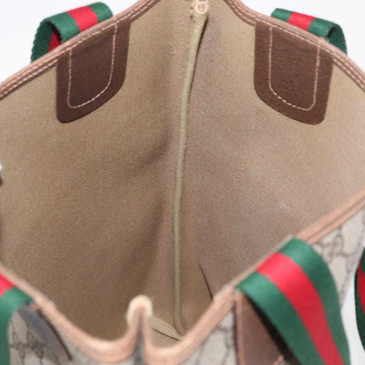 GUCCI GG Supreme Web Sherry Line Tote Bag PVC Beige Gold 89 02 003 Auth 151453