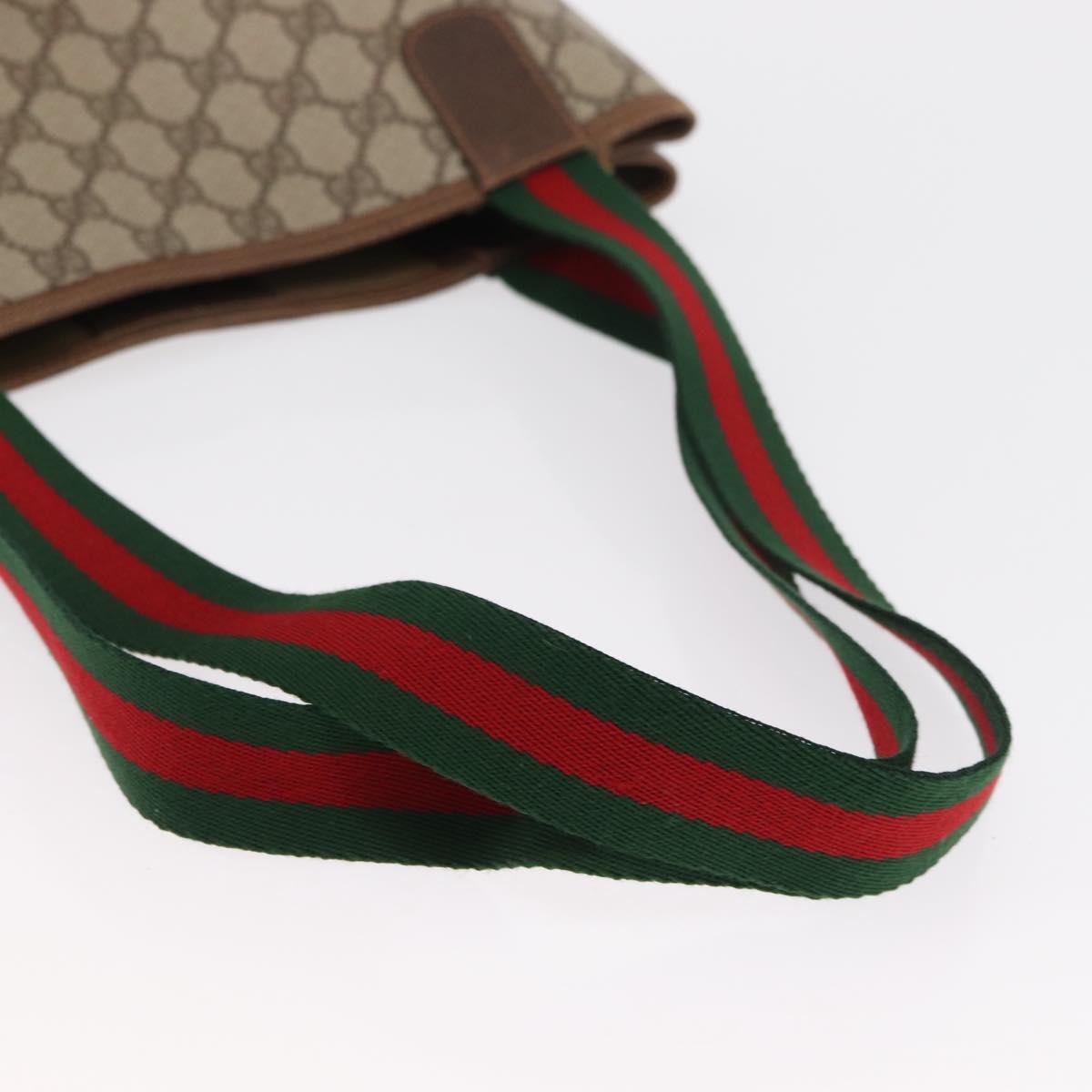 GUCCI GG Supreme Web Sherry Line Tote Bag PVC Beige Gold 89 02 003 Auth 151453