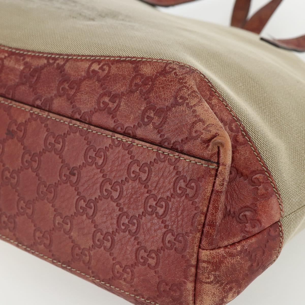 GUCCI Tote Bag Canvas Leather Beige 297435 Auth 151454
