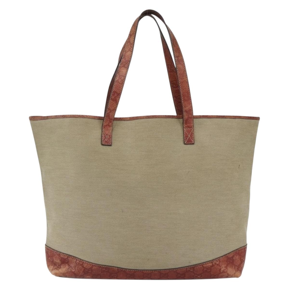 GUCCI Tote Bag Canvas Leather Beige 297435 Auth 151454