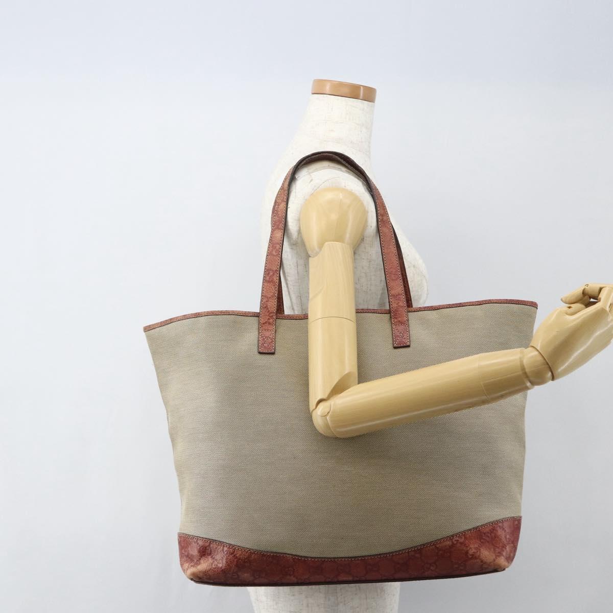 GUCCI Tote Bag Canvas Leather Beige 297435 Auth 151454