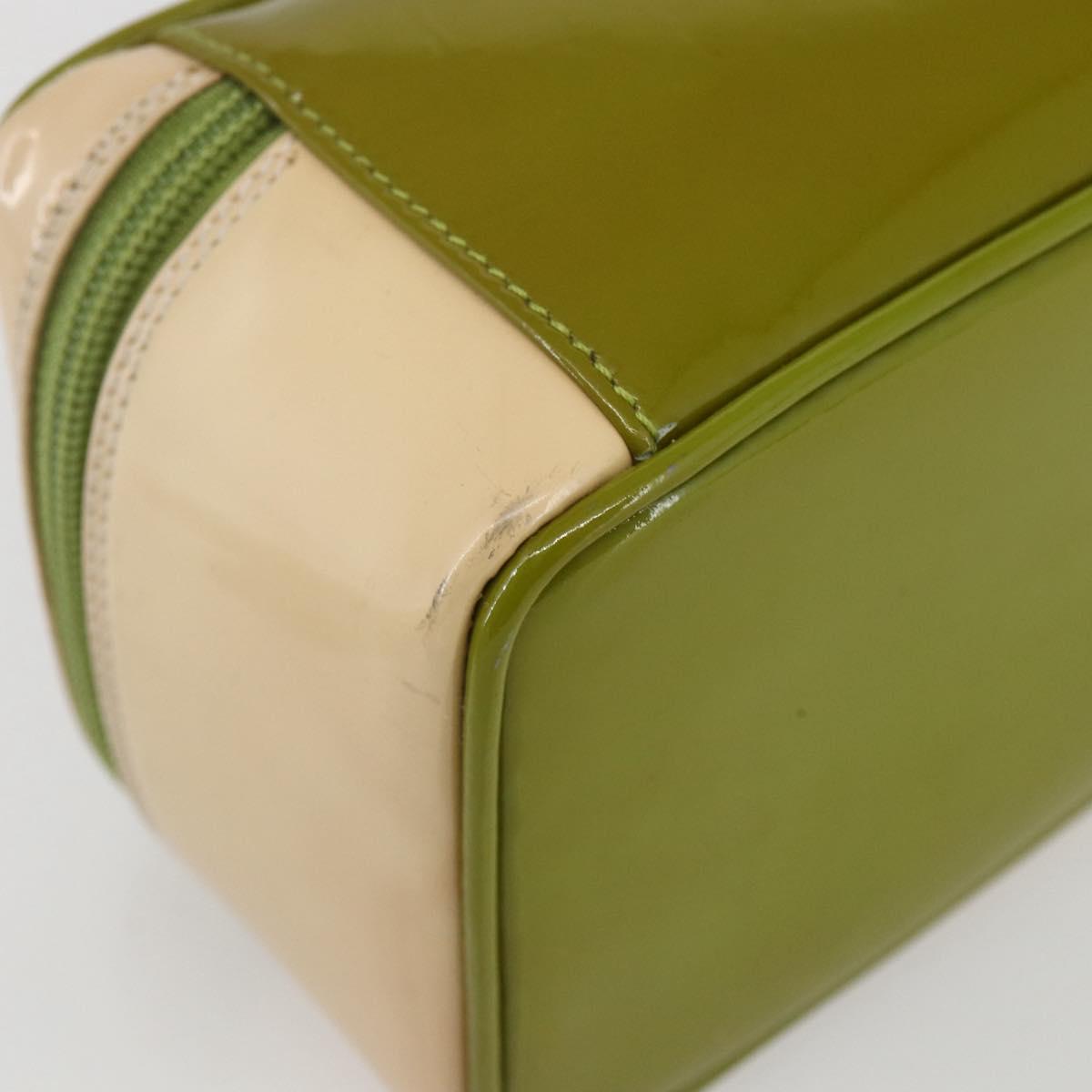 GUCCI Vanity Hand Pouch Patent leather Beige 032 1705 0141 Auth 151455