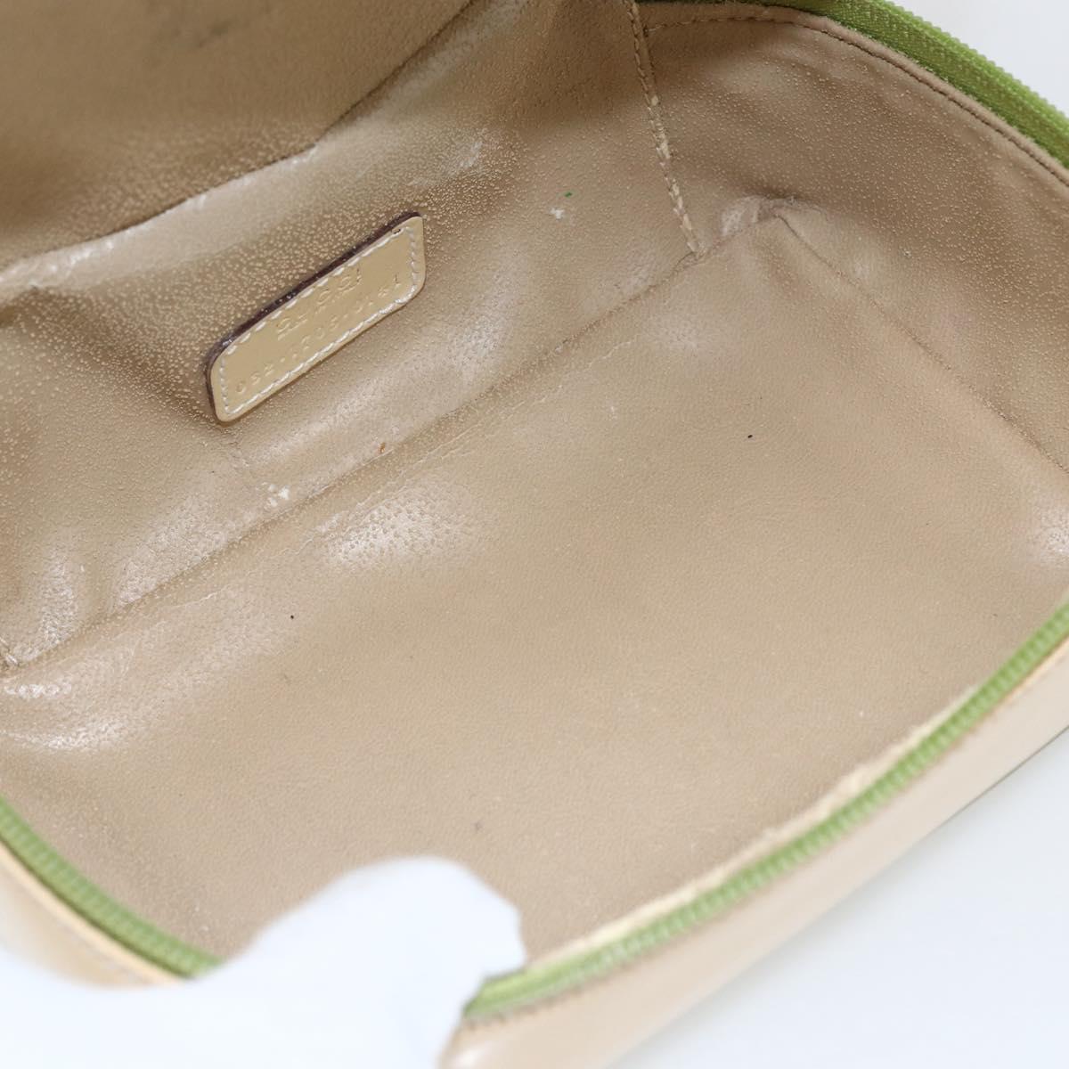 GUCCI Vanity Hand Pouch Patent leather Beige 032 1705 0141 Auth 151455