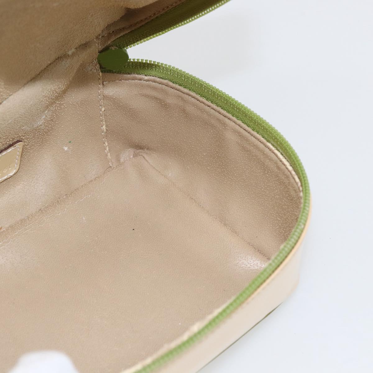 GUCCI Vanity Hand Pouch Patent leather Beige 032 1705 0141 Auth 151455