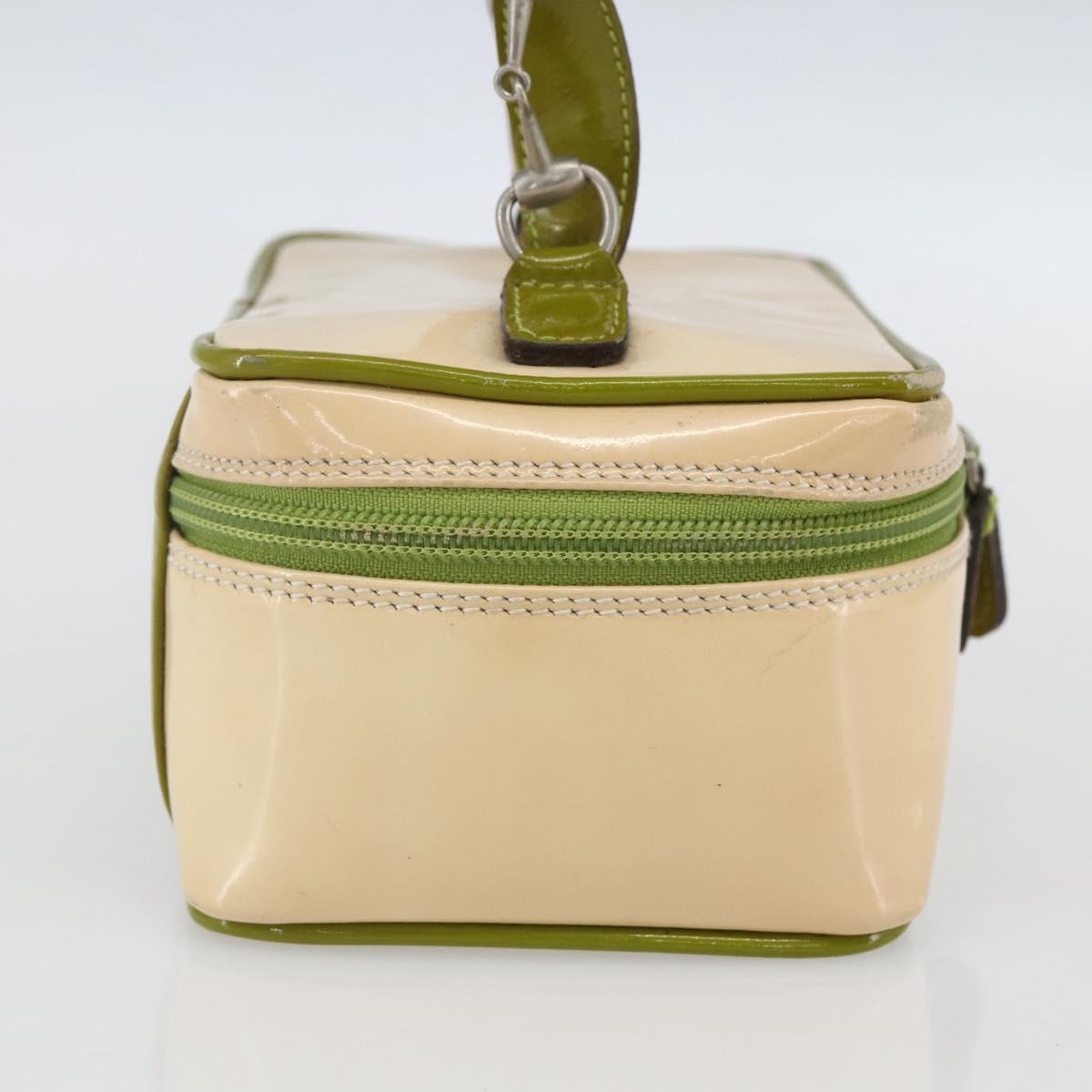 GUCCI Vanity Hand Pouch Patent leather Beige 032 1705 0141 Auth 151455