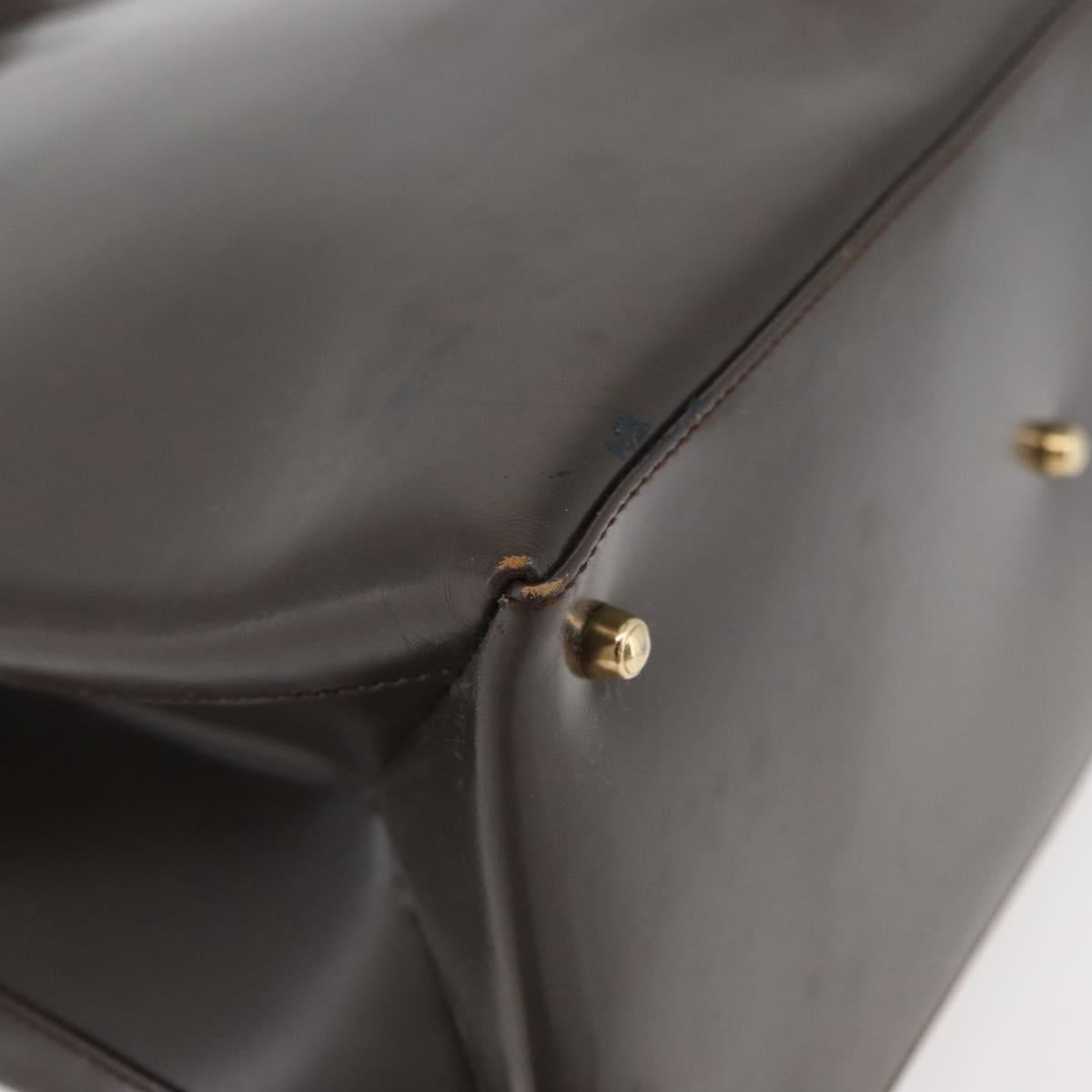 GUCCI Hand Bag Patent leather 2way Brown Gold Auth 151456
