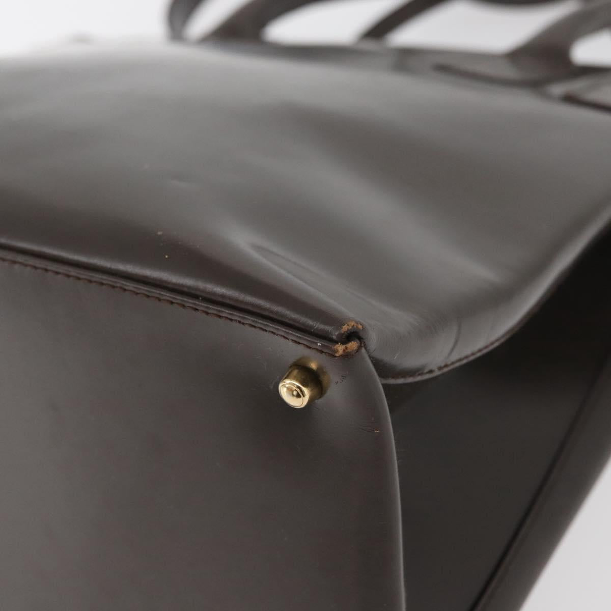 GUCCI Hand Bag Patent leather 2way Brown Gold Auth 151456