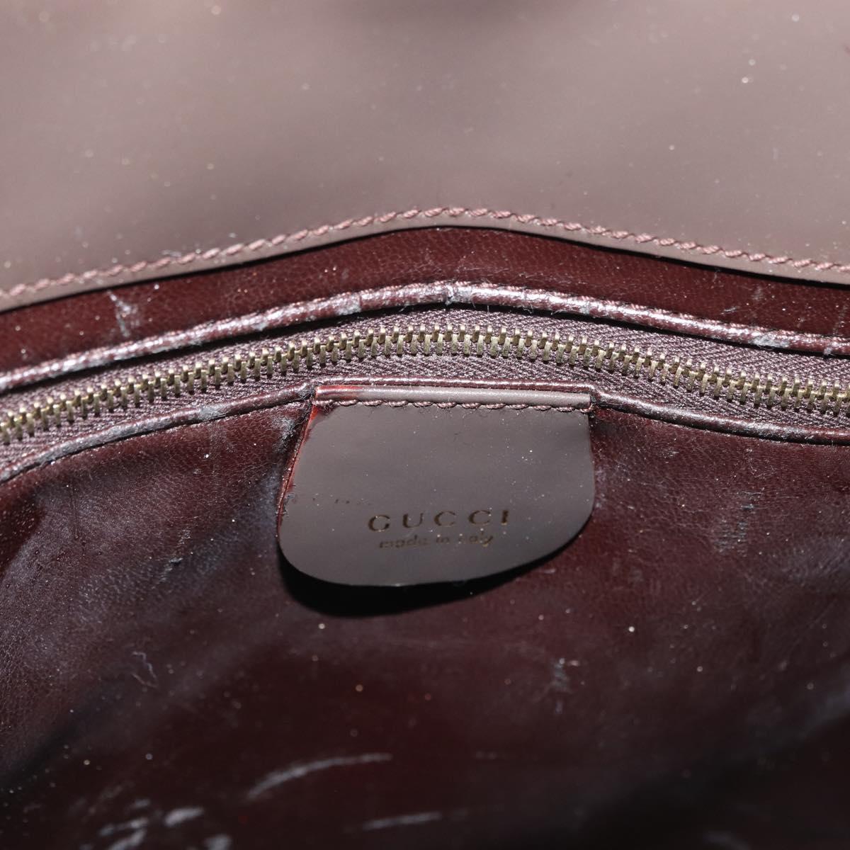 GUCCI Hand Bag Patent leather 2way Brown Gold Auth 151456