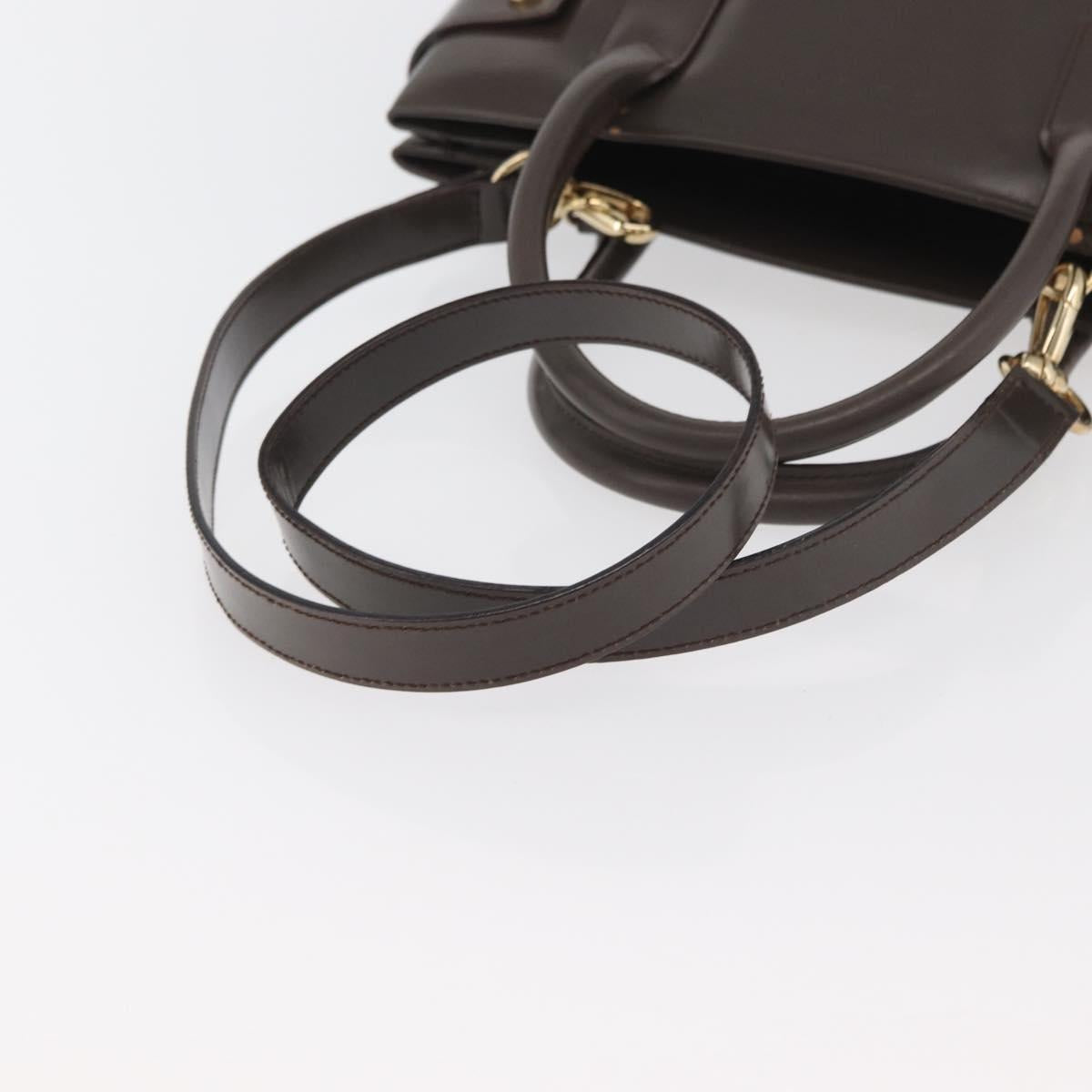 GUCCI Hand Bag Patent leather 2way Brown Gold Auth 151456