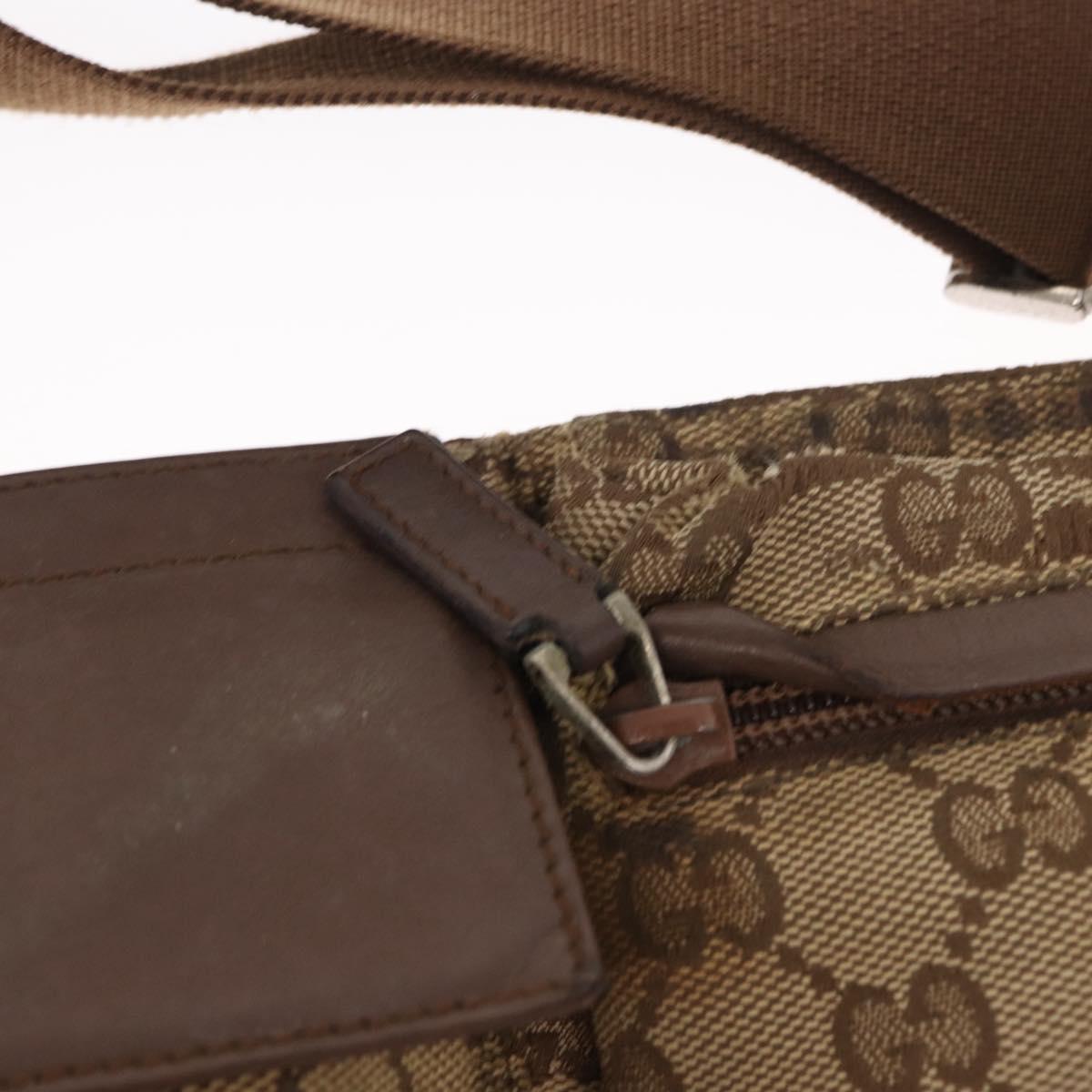 GUCCI GG Canvas Waist bag Beige Silver 28566 Auth 151457