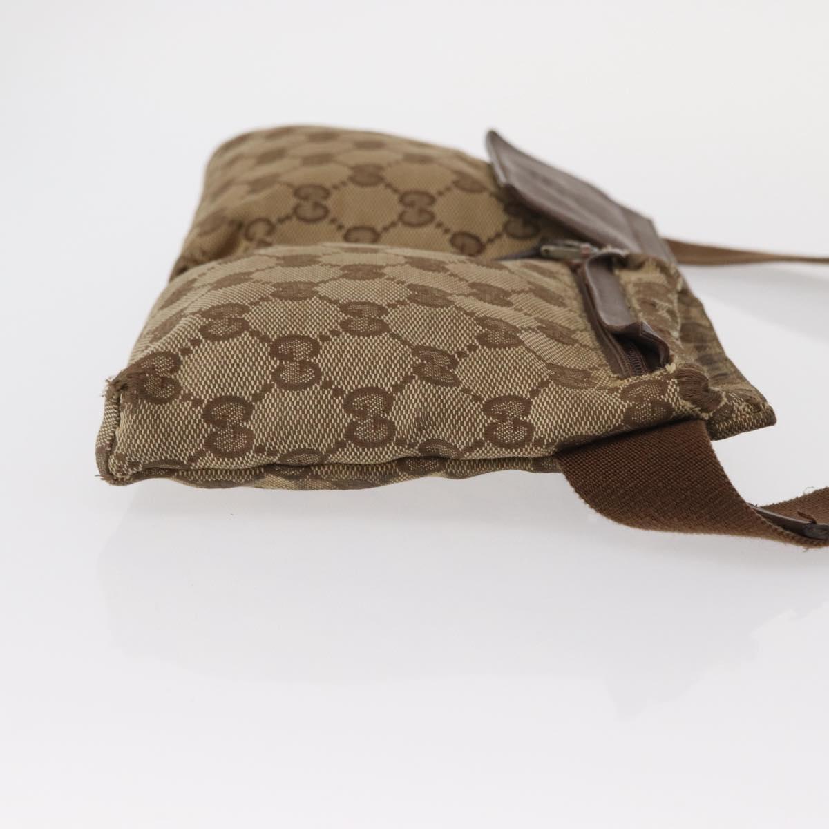 GUCCI GG Canvas Waist bag Beige Silver 28566 Auth 151457