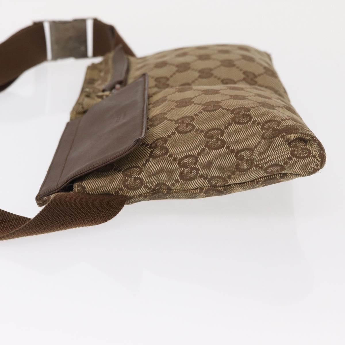 GUCCI GG Canvas Waist bag Beige Silver 28566 Auth 151457