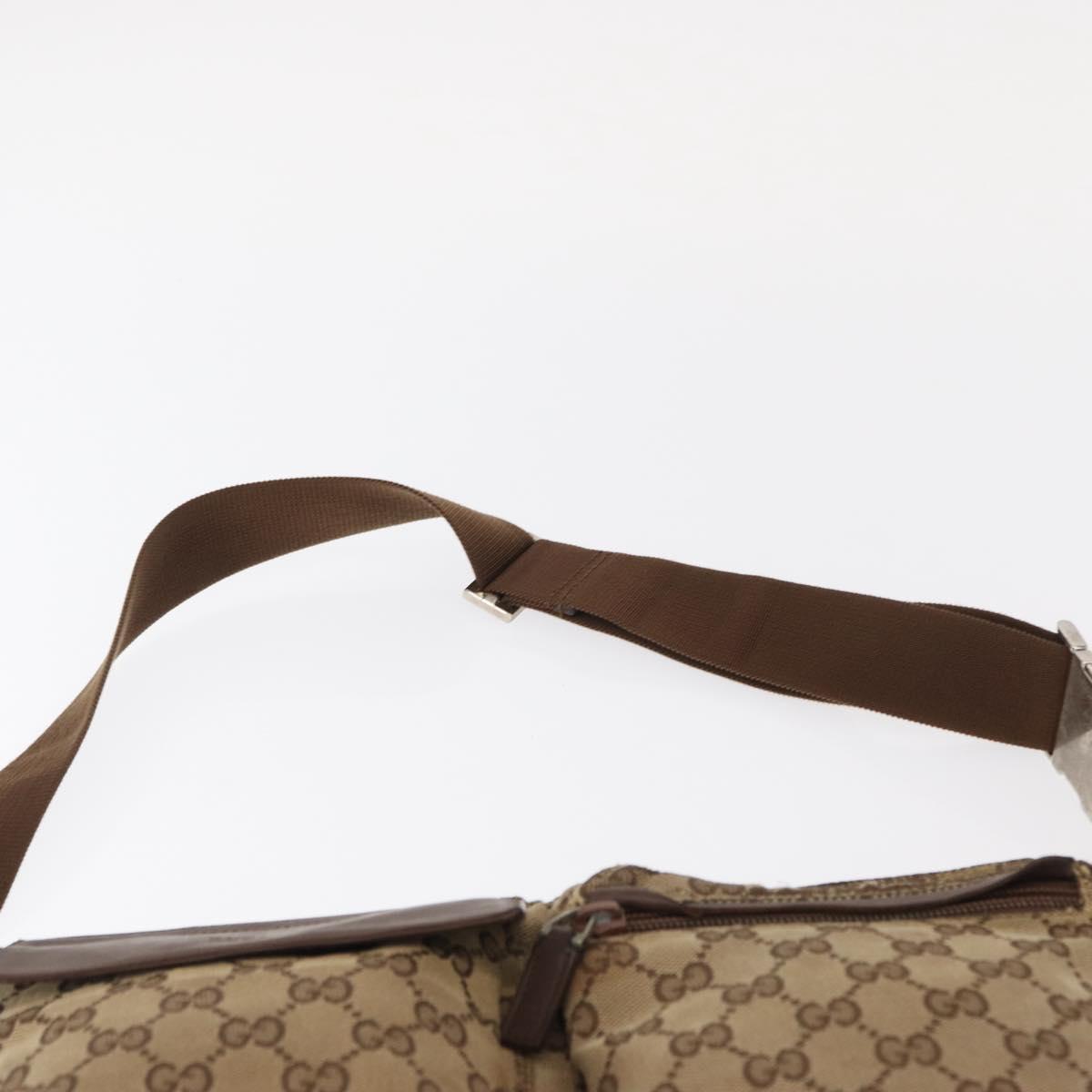 GUCCI GG Canvas Waist bag Beige Silver 28566 Auth 151457
