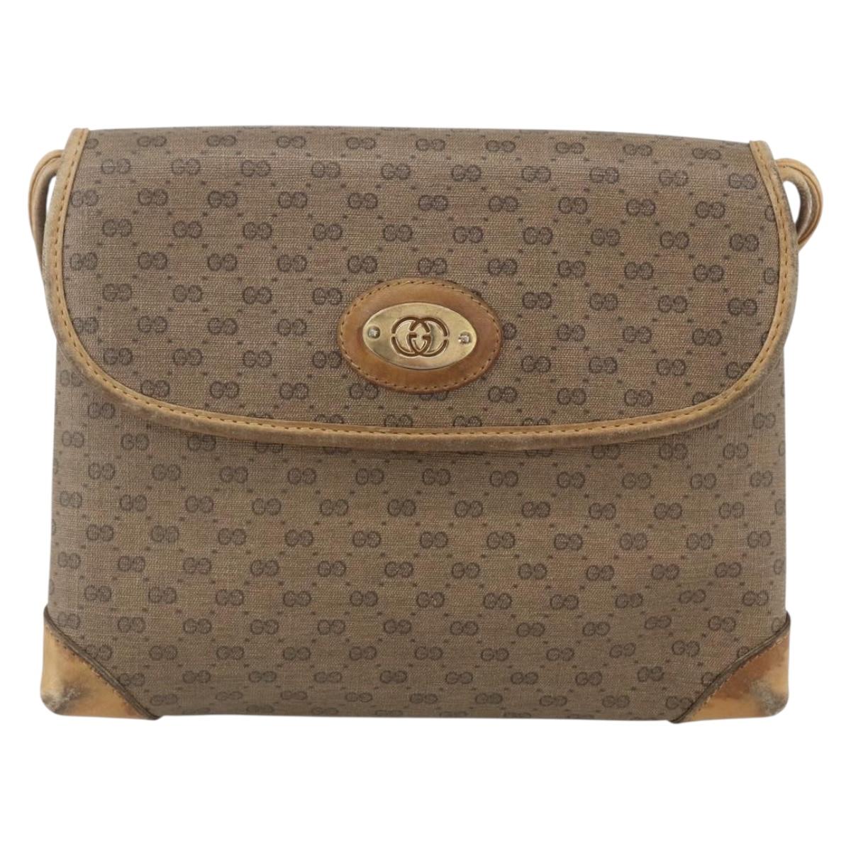 GUCCI Micro GG Supreme Shoulder Bag PVC Beige Gold 007 49 5548 Auth 151458