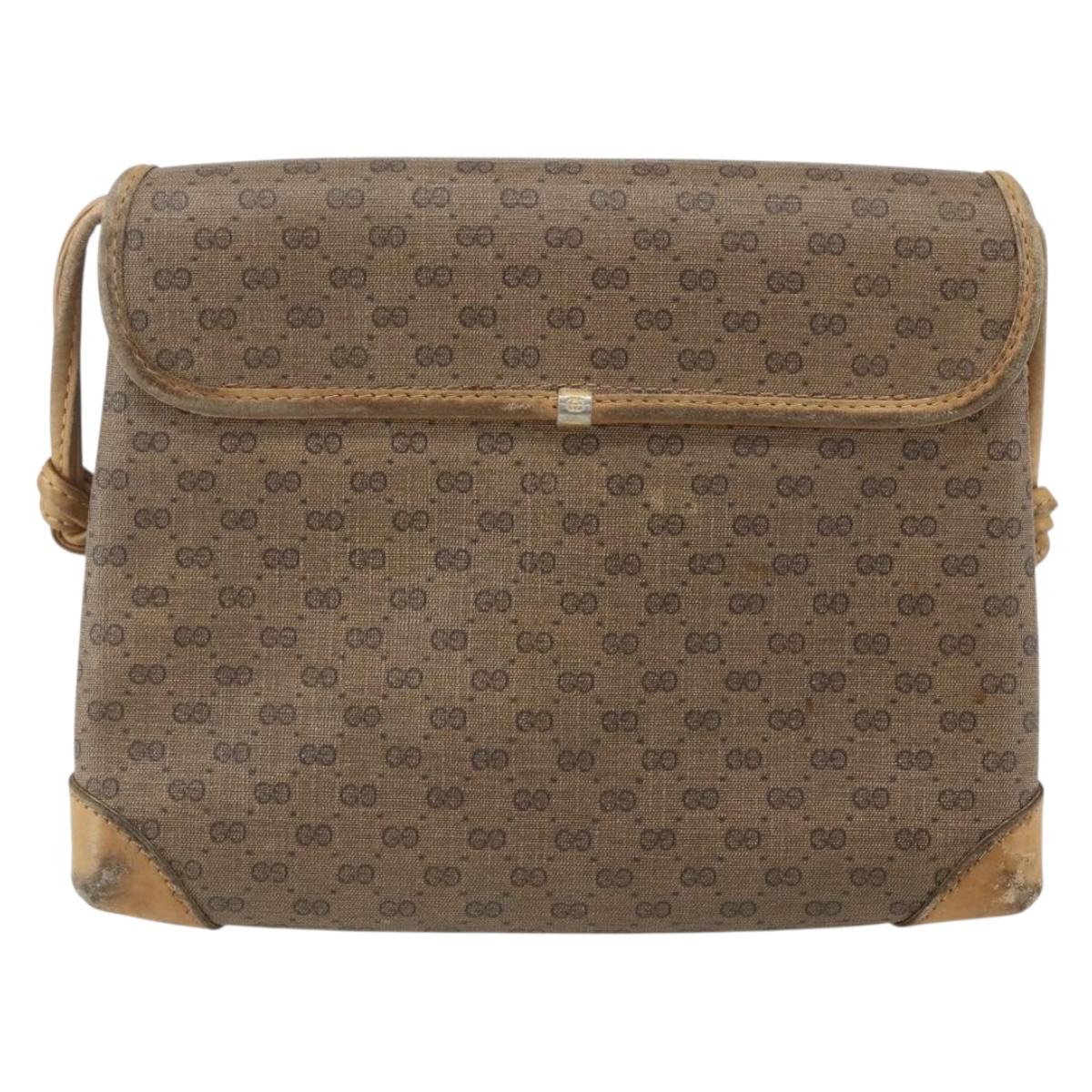 GUCCI Micro GG Supreme Shoulder Bag PVC Beige Gold 007 49 5548 Auth 151458