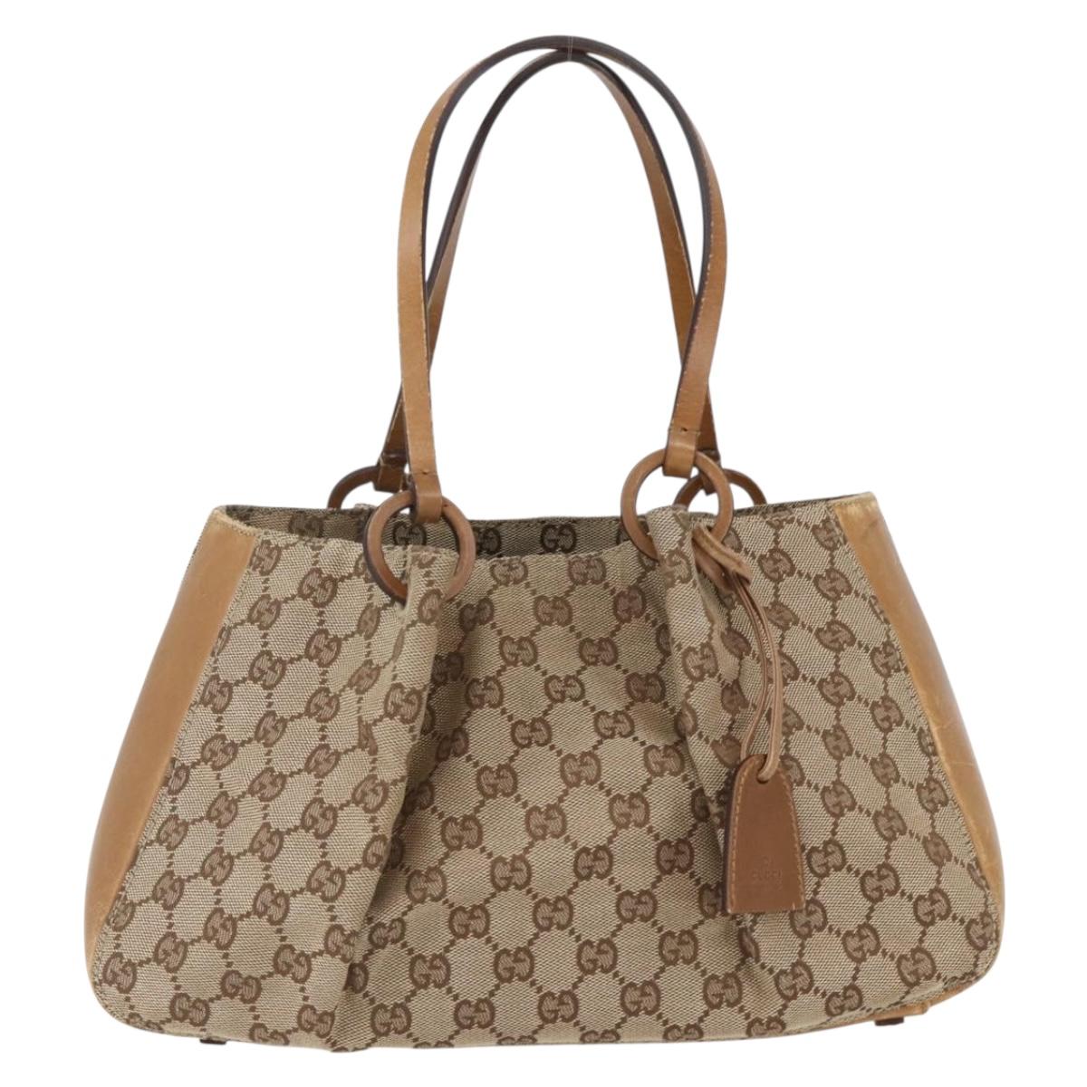 GUCCI GG Canvas Tote Bag Beige 94898 Auth 151459