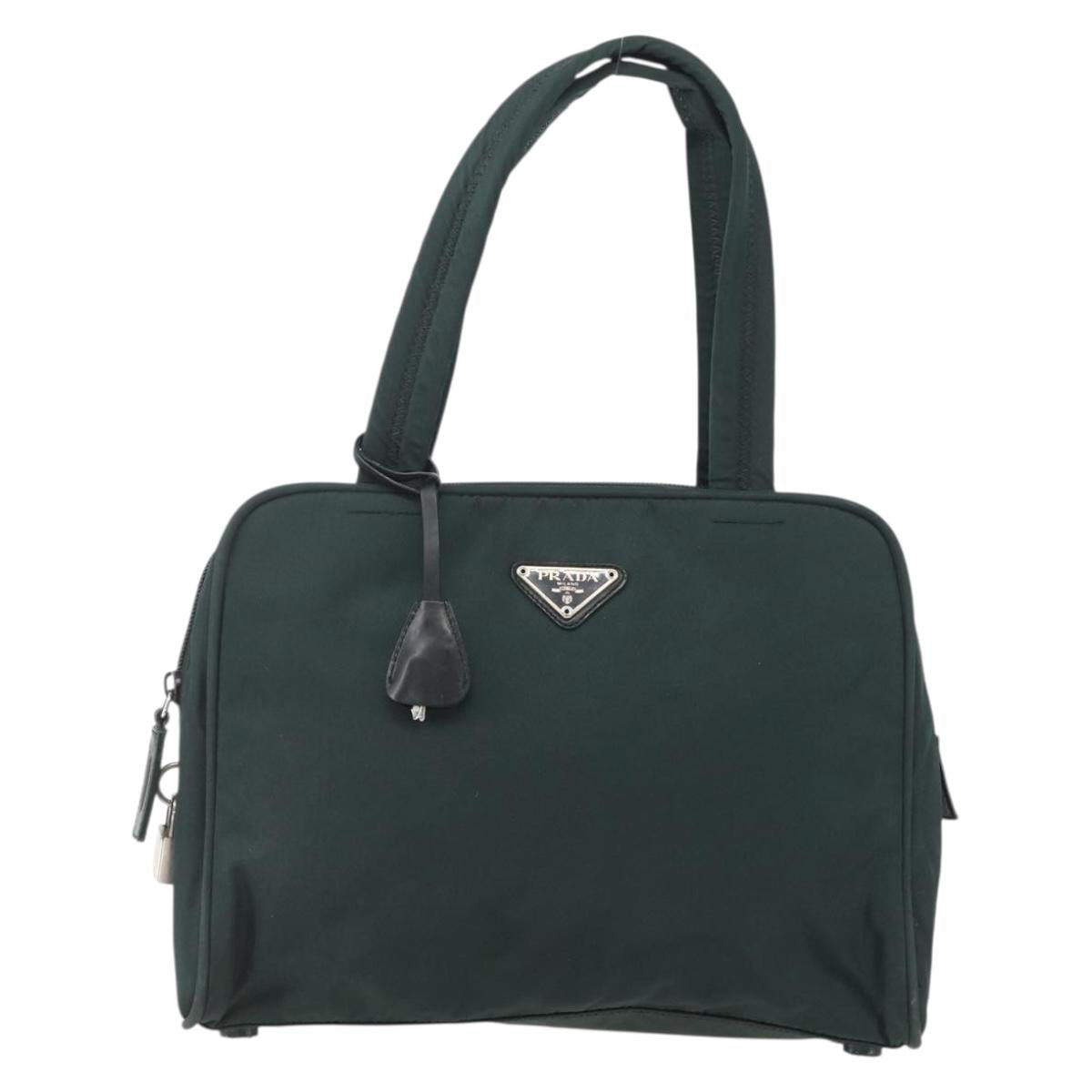 PRADA Hand Bag Nylon Green Silver Auth 151461