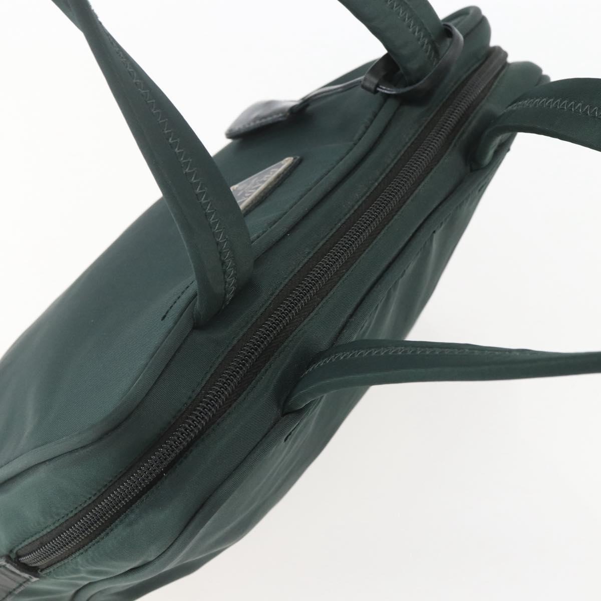 PRADA Hand Bag Nylon Green Silver Auth 151461