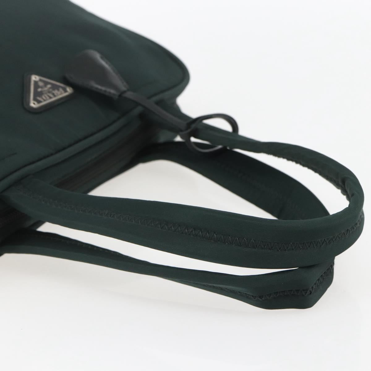 PRADA Hand Bag Nylon Green Silver Auth 151461