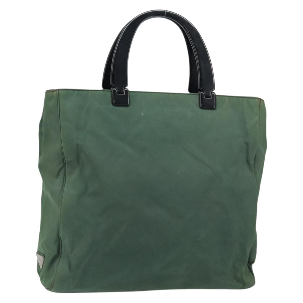 PRADA Hand Bag Nylon Green Silver Auth 151462