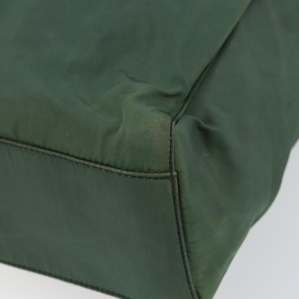 PRADA Hand Bag Nylon Green Silver Auth 151462