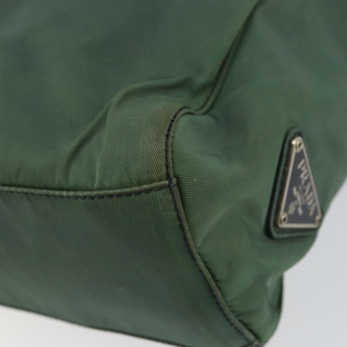 PRADA Hand Bag Nylon Green Silver Auth 151462