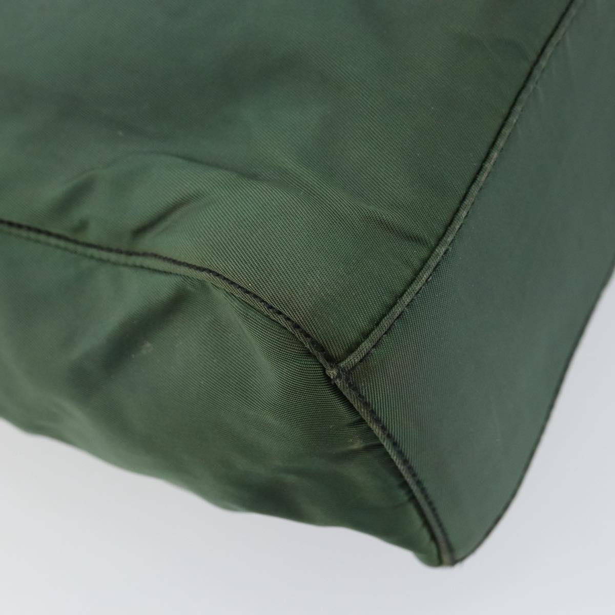 PRADA Hand Bag Nylon Green Silver Auth 151462