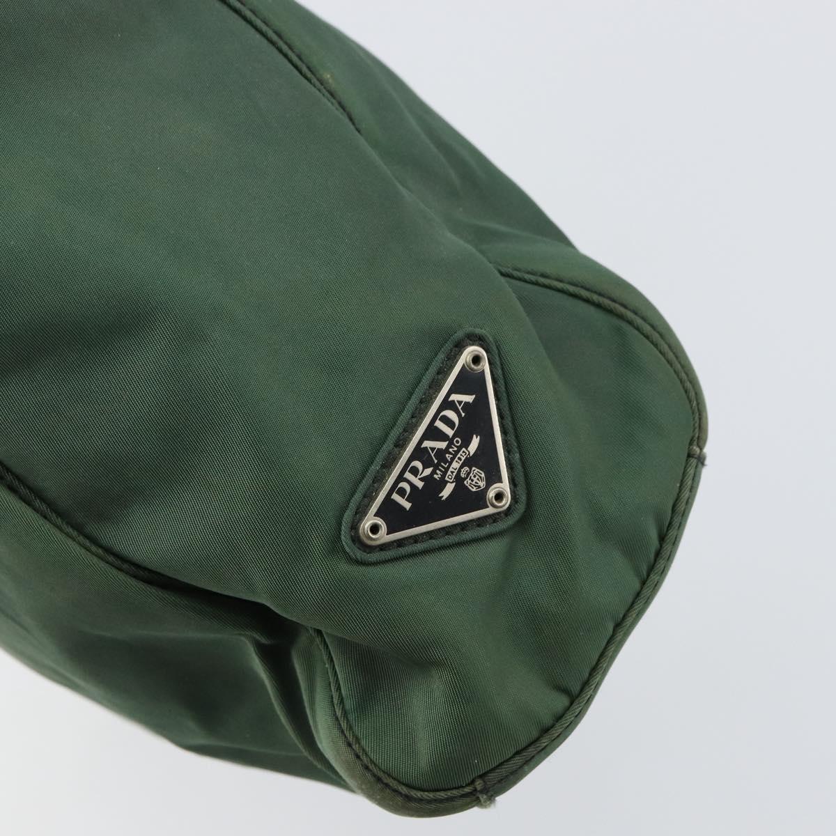 PRADA Hand Bag Nylon Green Silver Auth 151462
