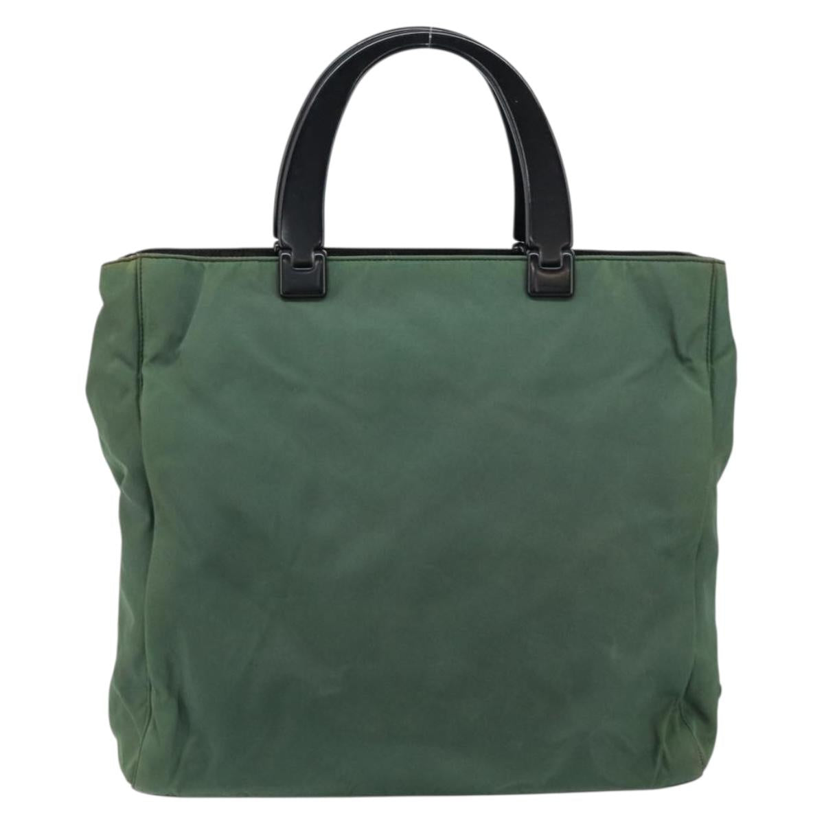 PRADA Hand Bag Nylon Green Silver Auth 151462