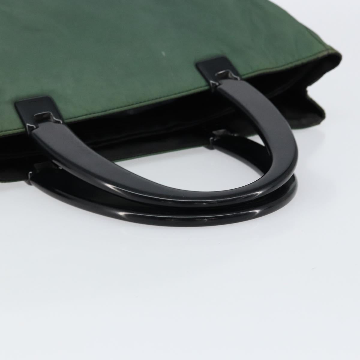 PRADA Hand Bag Nylon Green Silver Auth 151462