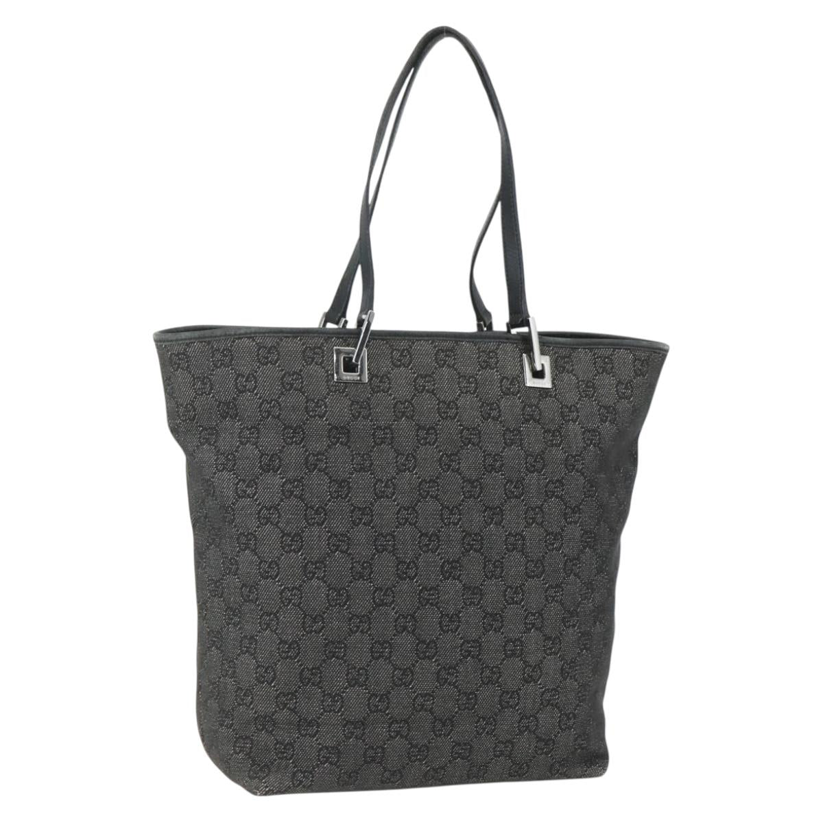 GUCCI GG Canvas Tote Bag Black Silver 31243 Auth 151463