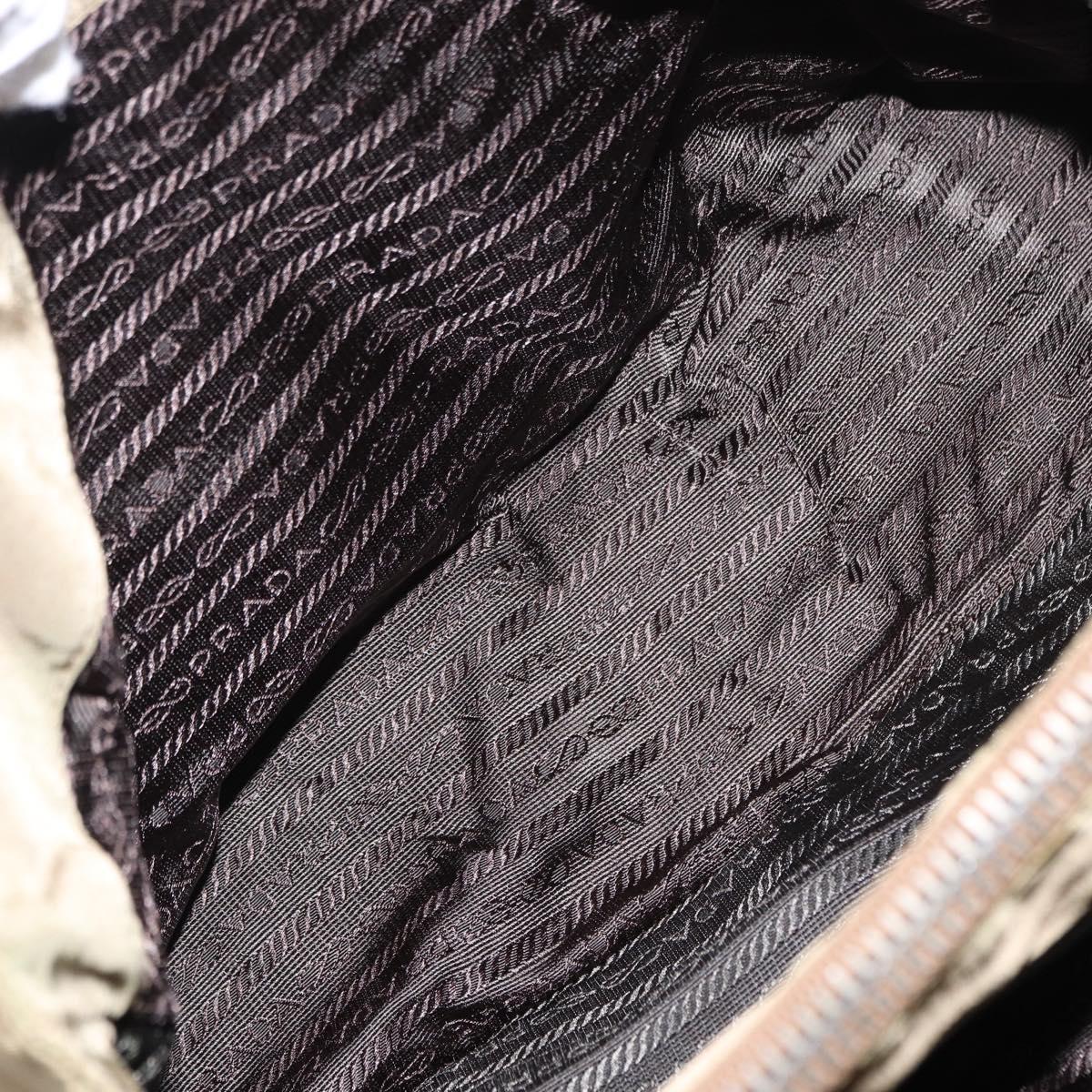 PRADA Shoulder Bag Nylon Beige Silver Auth 151464