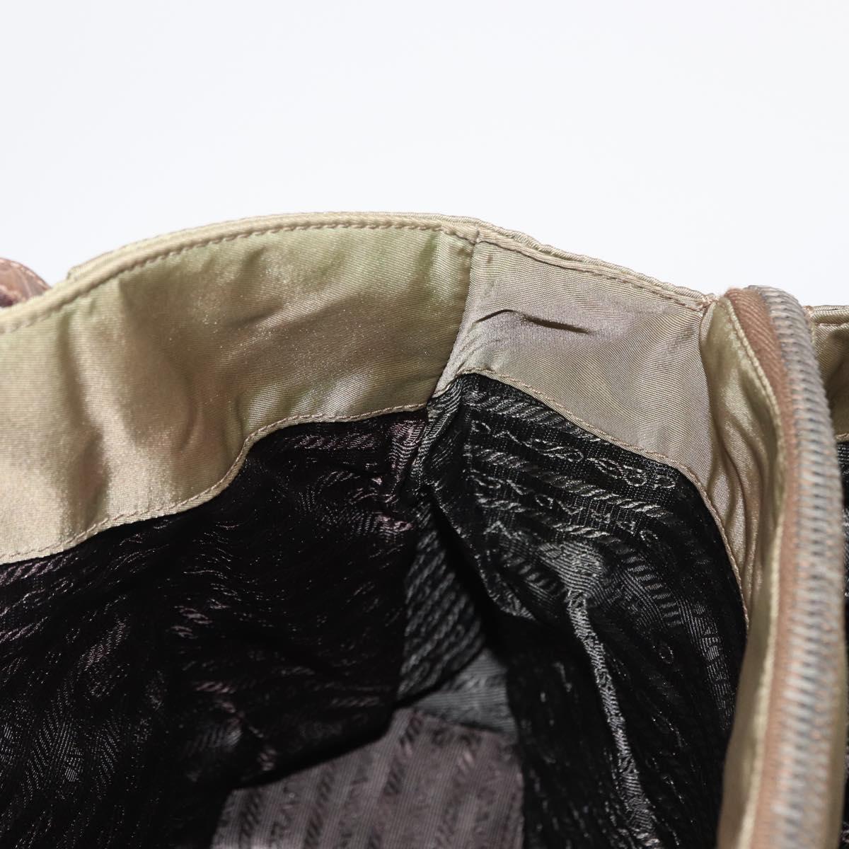 PRADA Shoulder Bag Nylon Beige Silver Auth 151464
