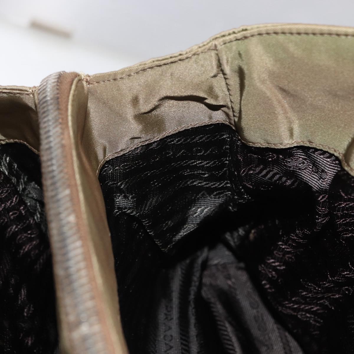 PRADA Shoulder Bag Nylon Beige Silver Auth 151464