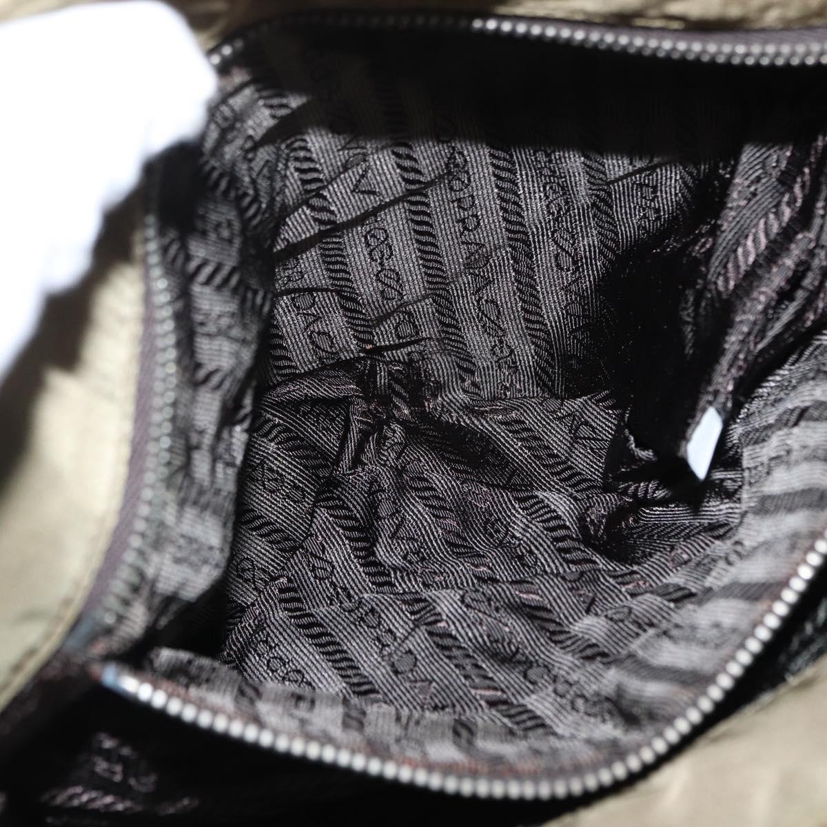 PRADA Shoulder Bag Nylon Beige Silver Auth 151464