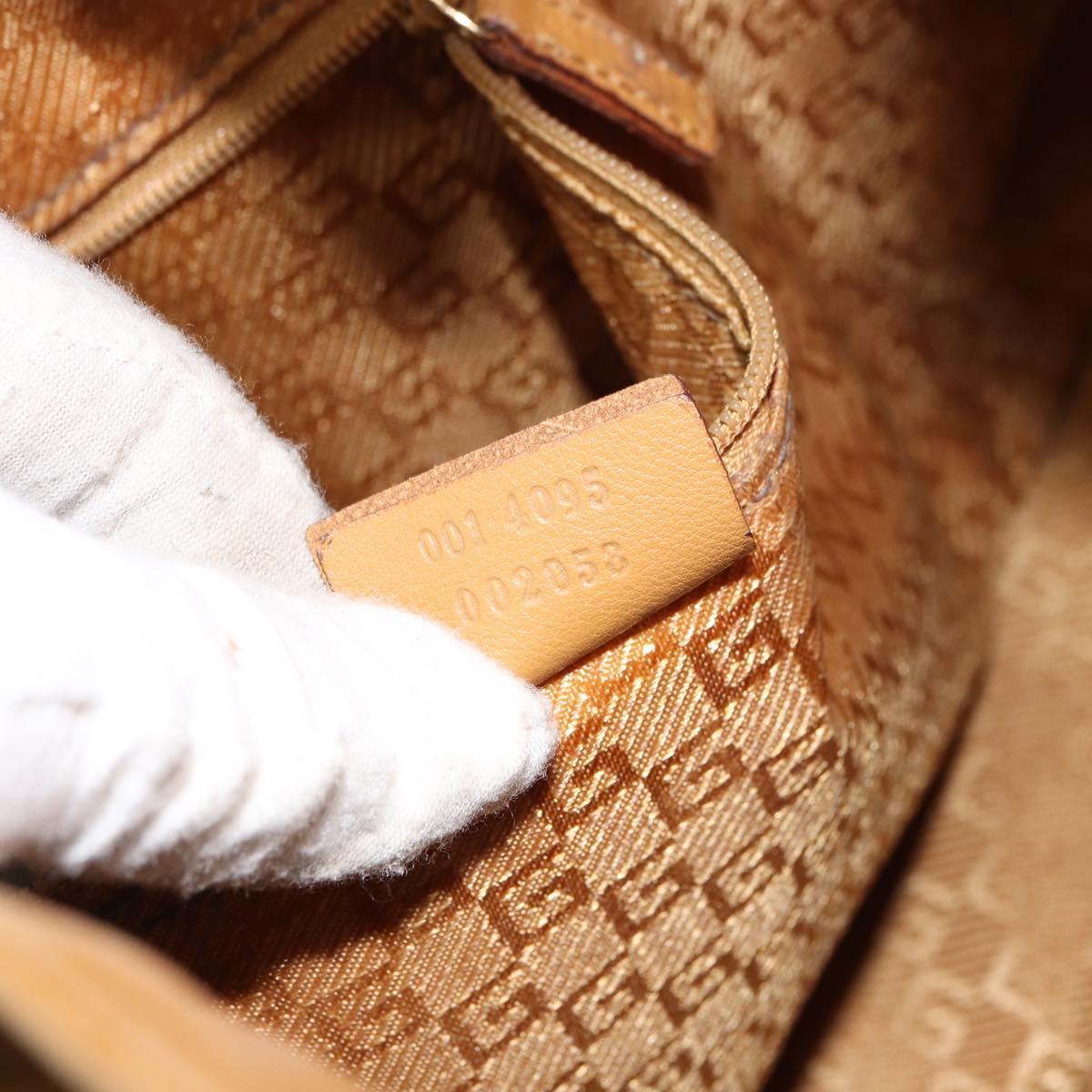 GUCCI Bamboo Shoulder Bag Leather 2way Beige Gold 001 4095 Auth 151465