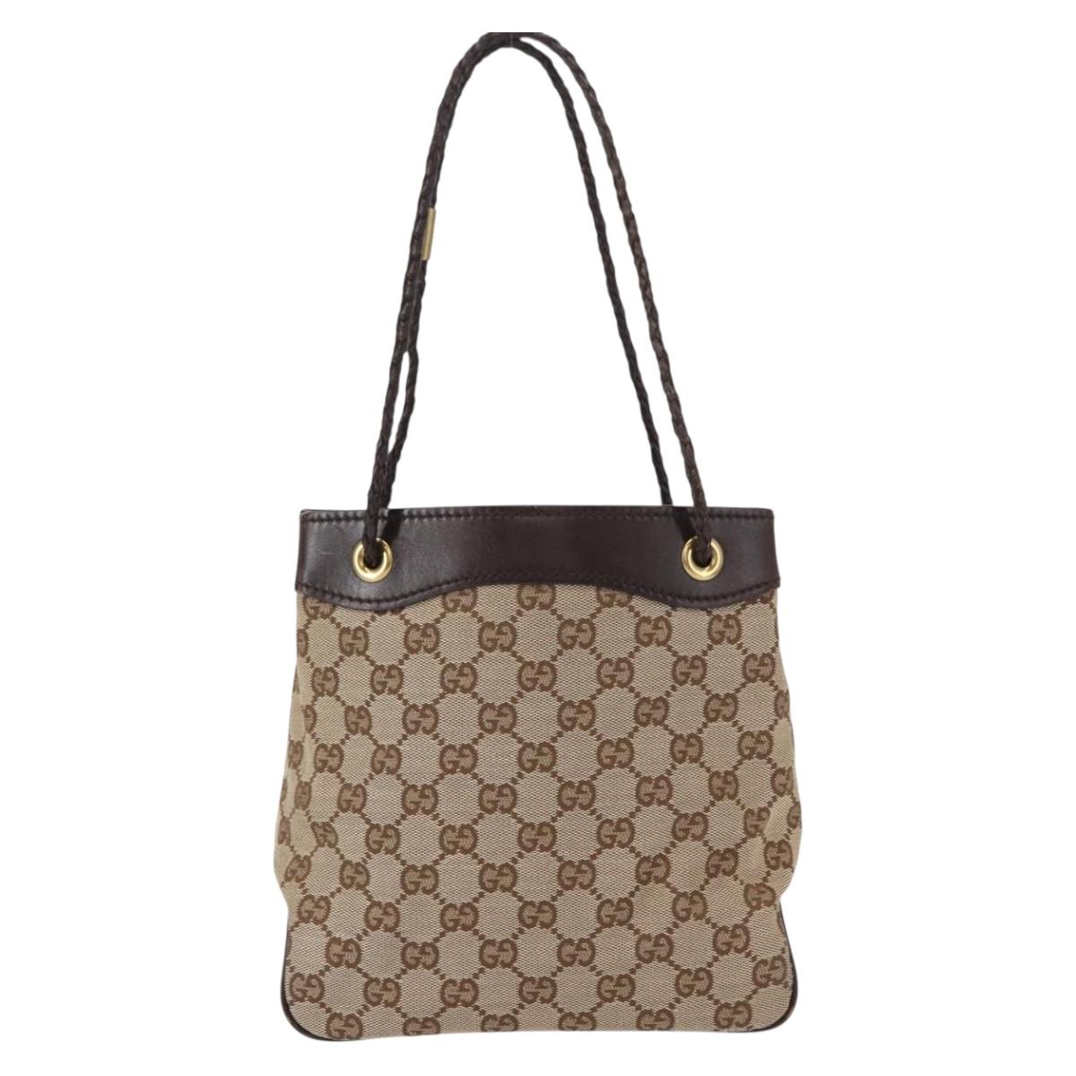 GUCCI GG Canvas Tote Bag Beige Gold 109143 Auth 151466