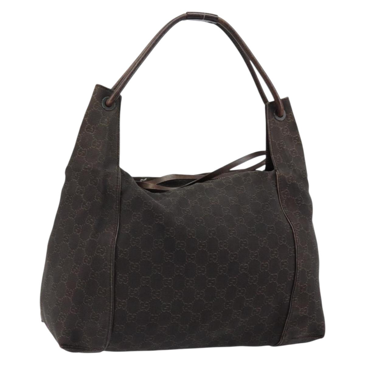 GUCCI GG Canvas Shoulder Bag Brown 101292 Auth 151467