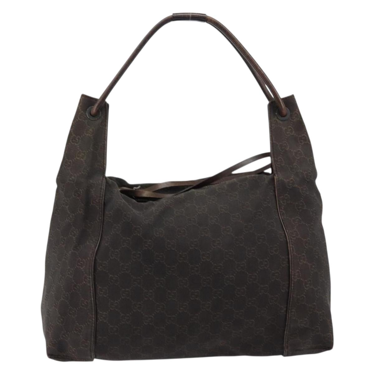 GUCCI GG Canvas Shoulder Bag Brown 101292 Auth 151467