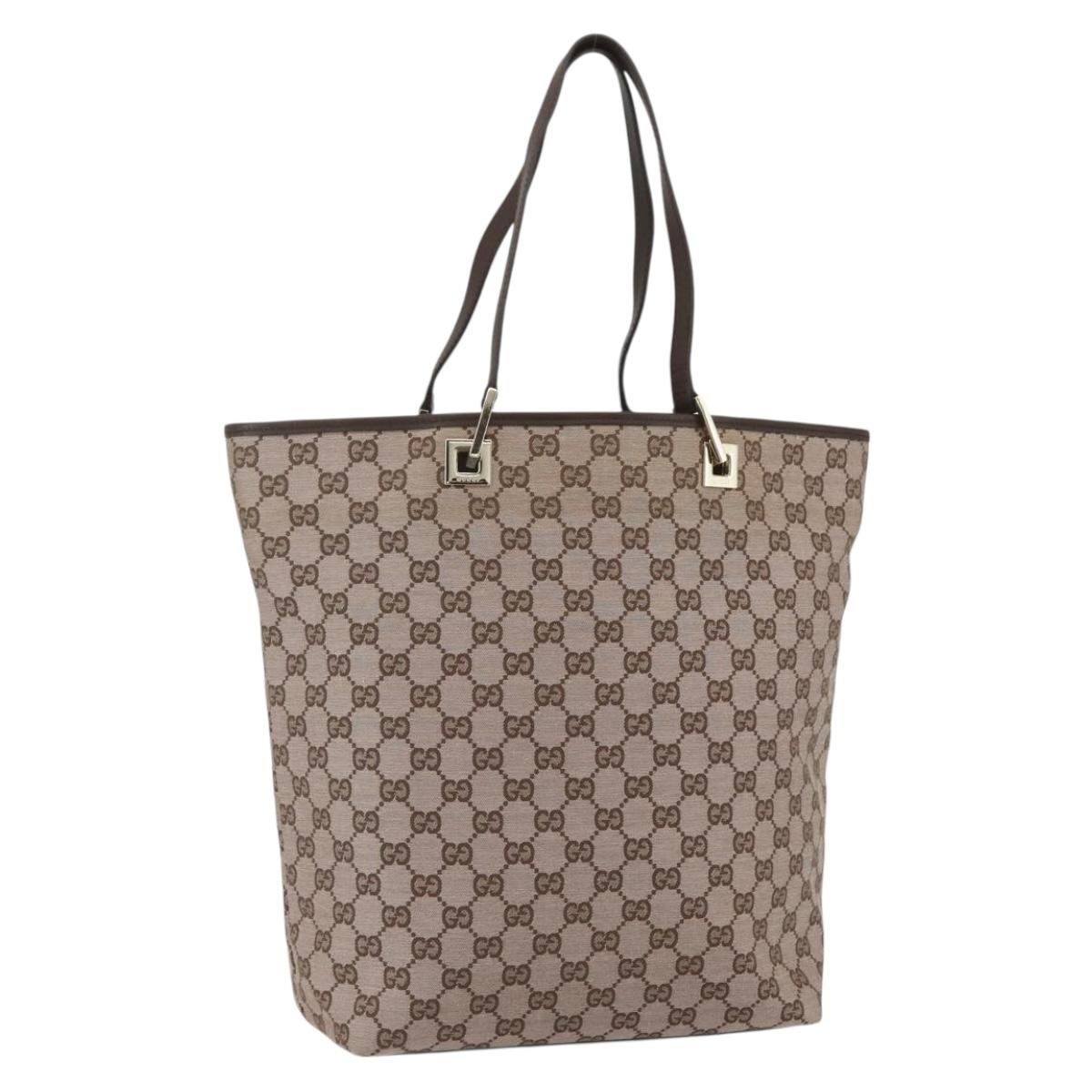 GUCCI GG Canvas Tote Bag Beige Gold 002 1098 Auth 151468