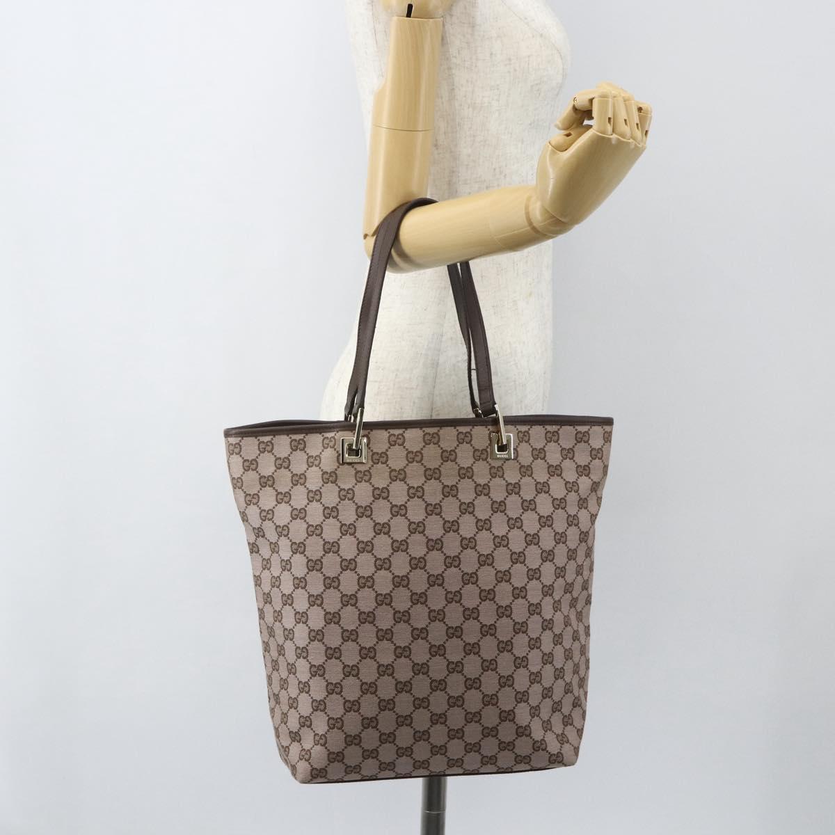 GUCCI GG Canvas Tote Bag Beige Gold 002 1098 Auth 151468