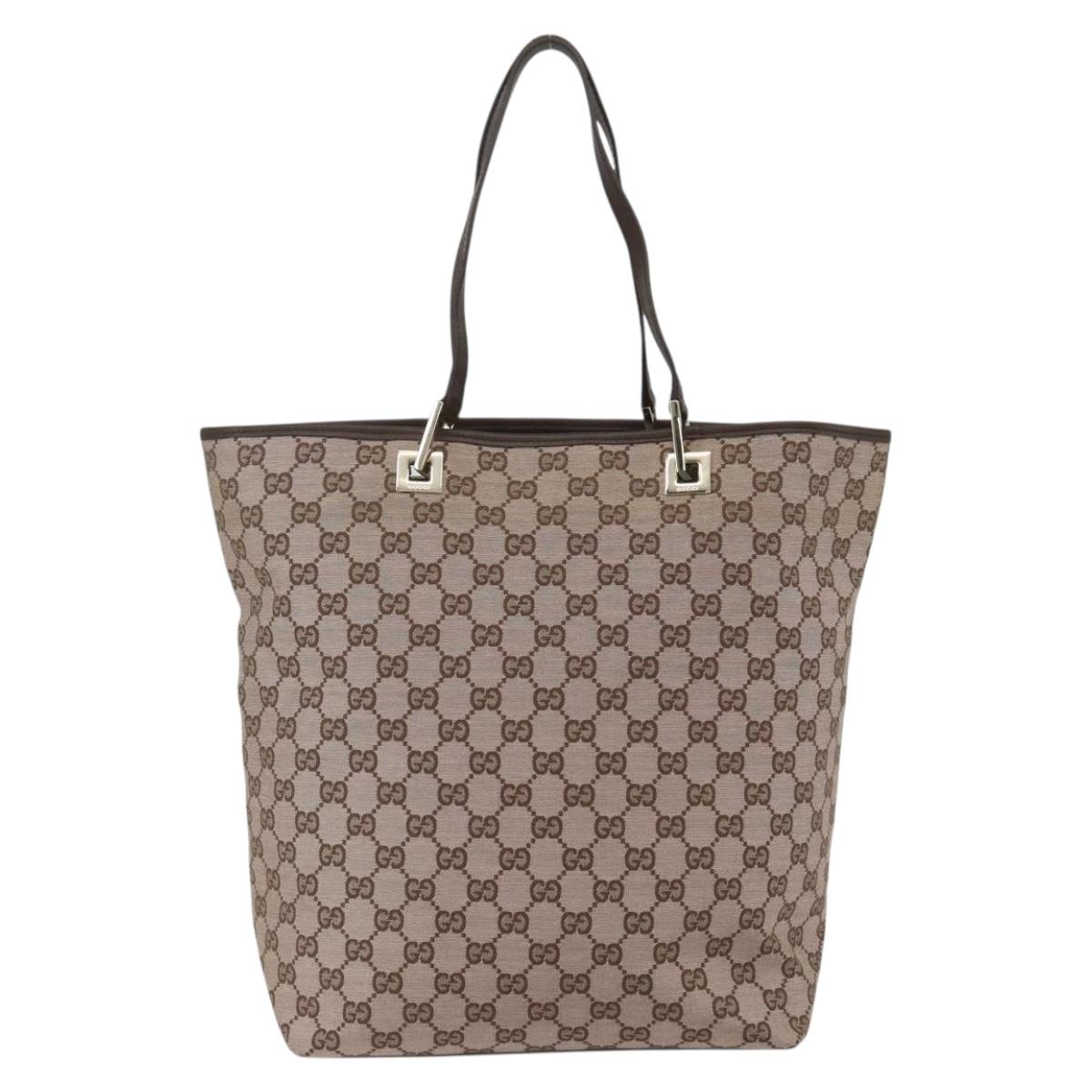 GUCCI GG Canvas Tote Bag Beige Gold 002 1098 Auth 151468