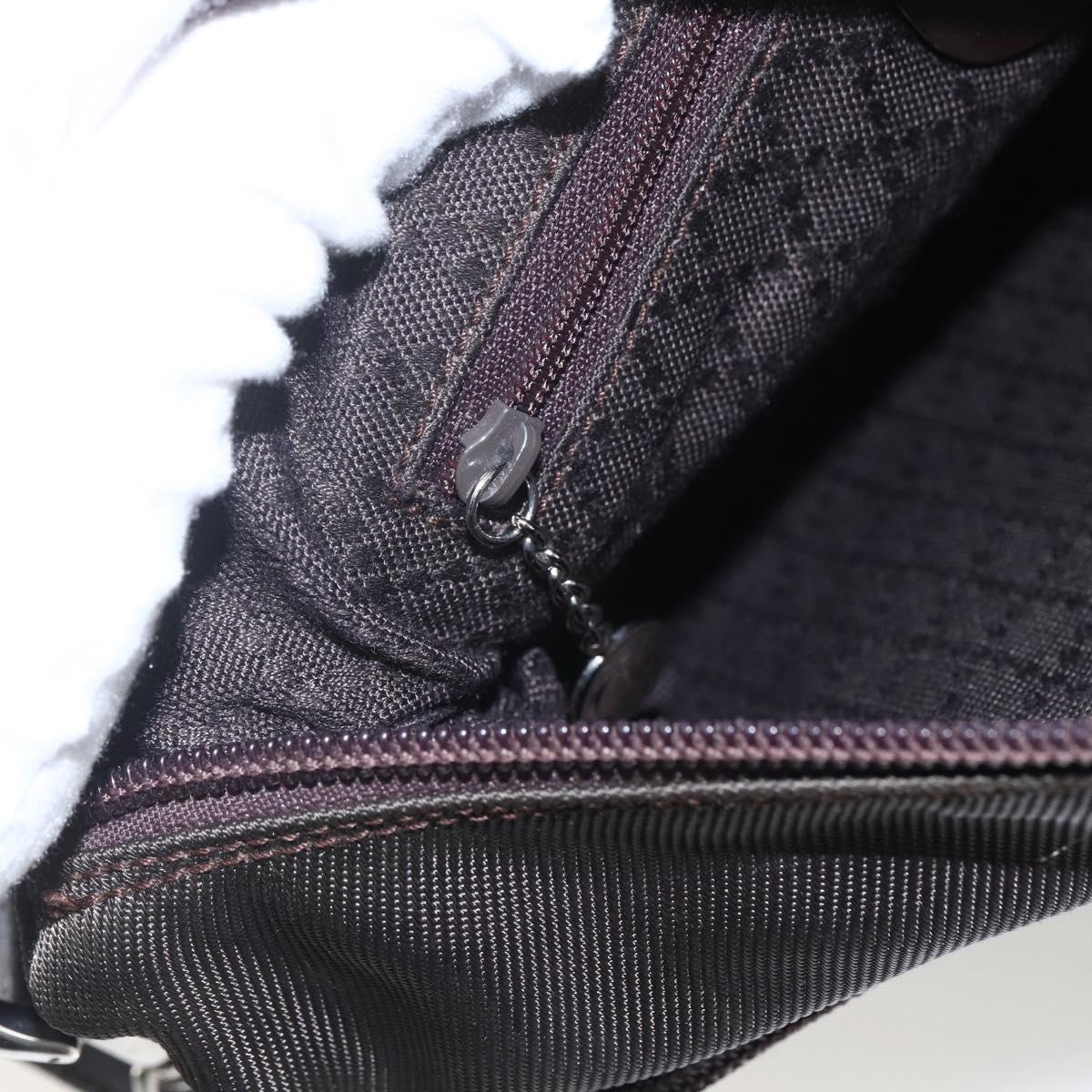 GUCCI Bamboo Shoulder Bag Nylon 2way Brown Silver Auth 151470