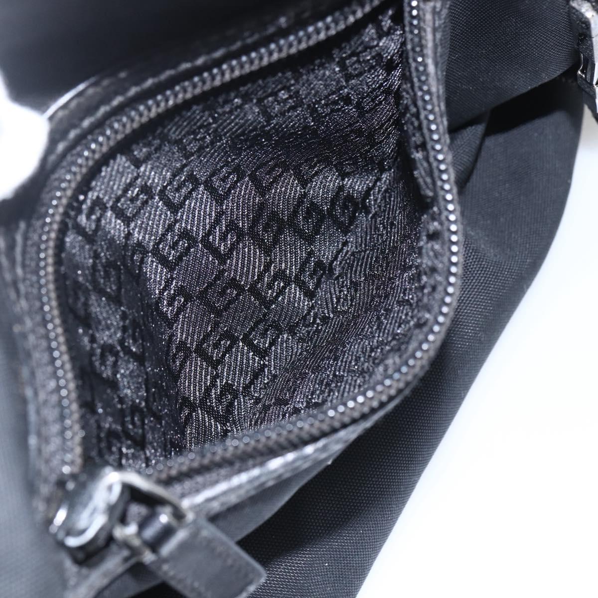 GUCCI Shoulder Bag Canvas Black Silver 122374 Auth 151471