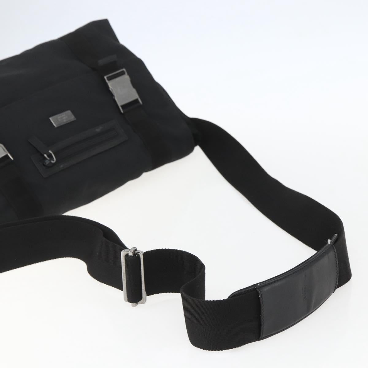 GUCCI Shoulder Bag Canvas Black Silver 122374 Auth 151471