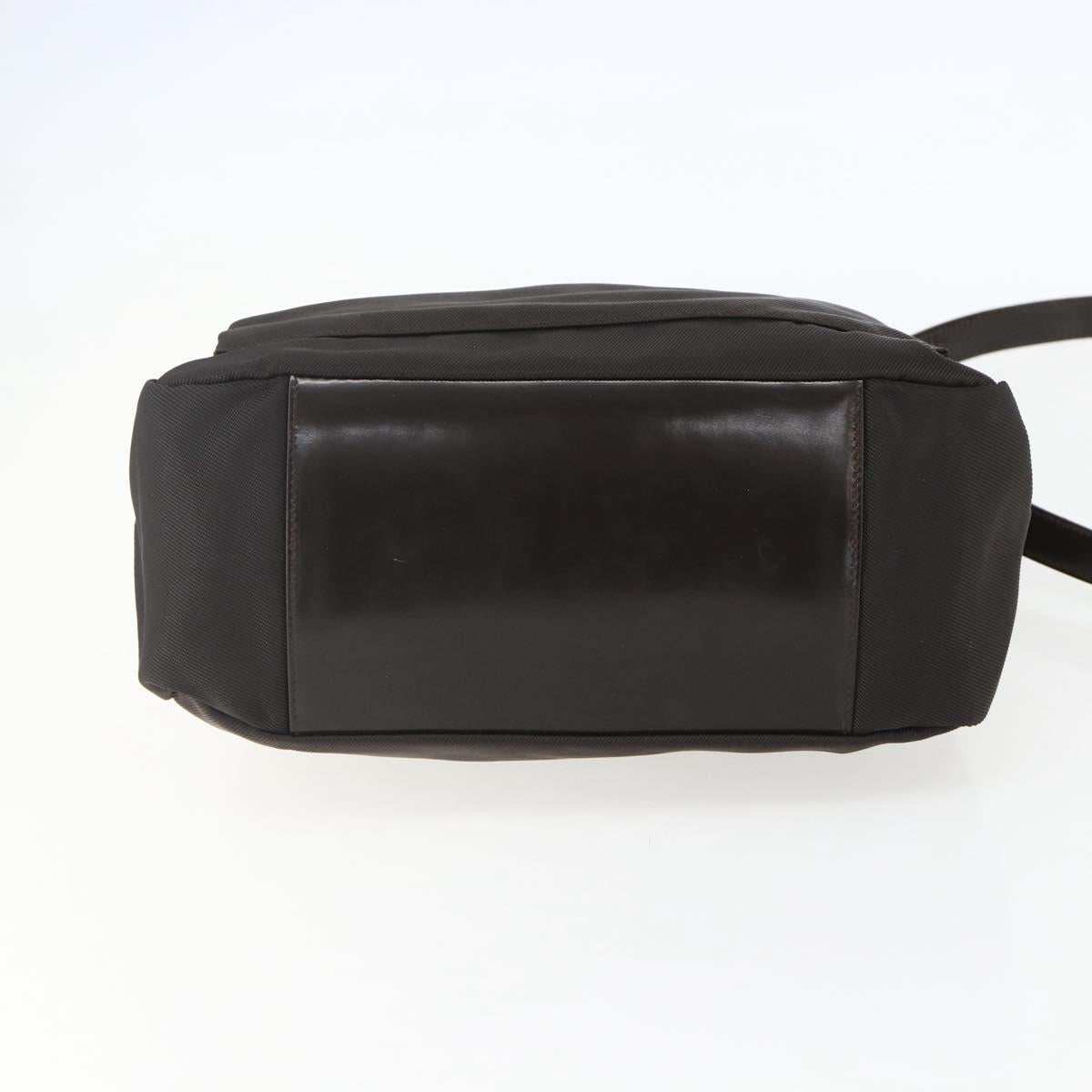 GUCCI Bamboo Shoulder Bag Nylon 2way Brown Silver 000 2404 0509 Auth 151472