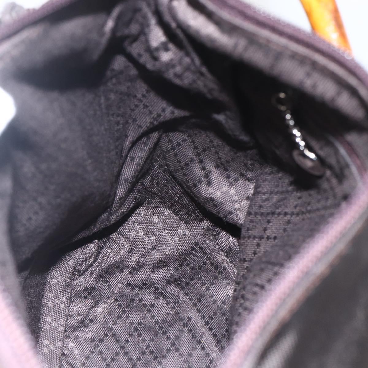 GUCCI Bamboo Shoulder Bag Nylon 2way Brown Silver 000 2404 0509 Auth 151472