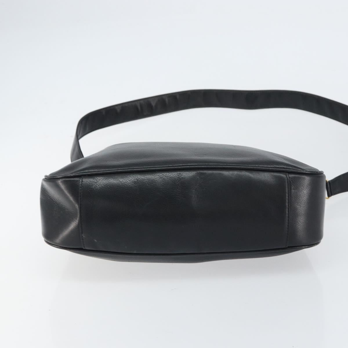GUCCI Bamboo Shoulder Bag Leather 2way Black Gold 001 3444 1638 Auth 151473